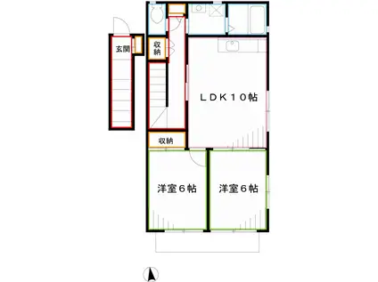 コンフェクセル(2LDK/2階)の間取り写真