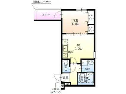 フジパレス我孫子西I番館(1DK/3階)の間取り写真