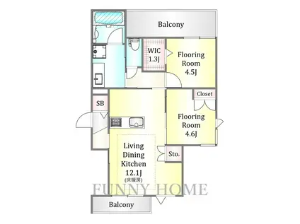 喜多見1丁目メゾン(2LDK/2階)の間取り写真