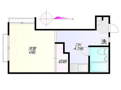 東京メトロ有楽町線 護国寺駅 徒歩12分 無 室内洗濯機(1DK/1階)の間取り写真