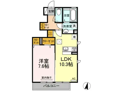 ソレイユ梶山(1LDK/1階)の間取り写真