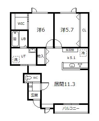 PLEASANTII(2LDK/1階)の間取り写真