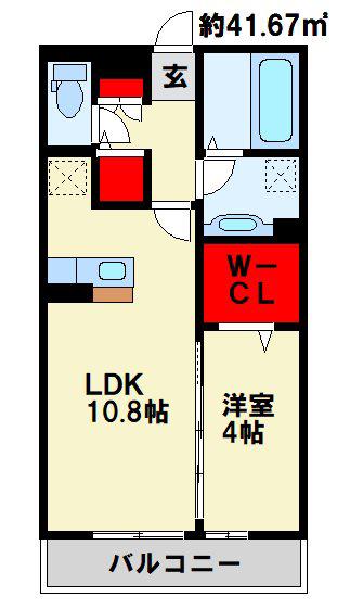 ドゥリヴェール(1LDK/1階)の間取り写真