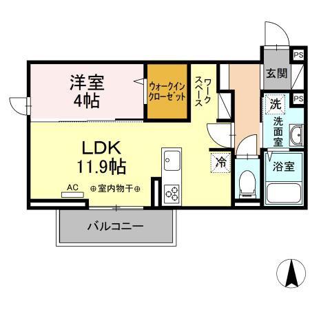 コンフォート西条(1LDK/3階)の間取り写真