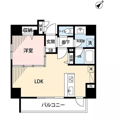 マイナビステイ日本橋パークサイド(1LDK/8階)の間取り写真