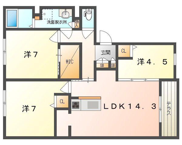シャーメゾンフルルプランテ(3LDK/1階)の間取り写真