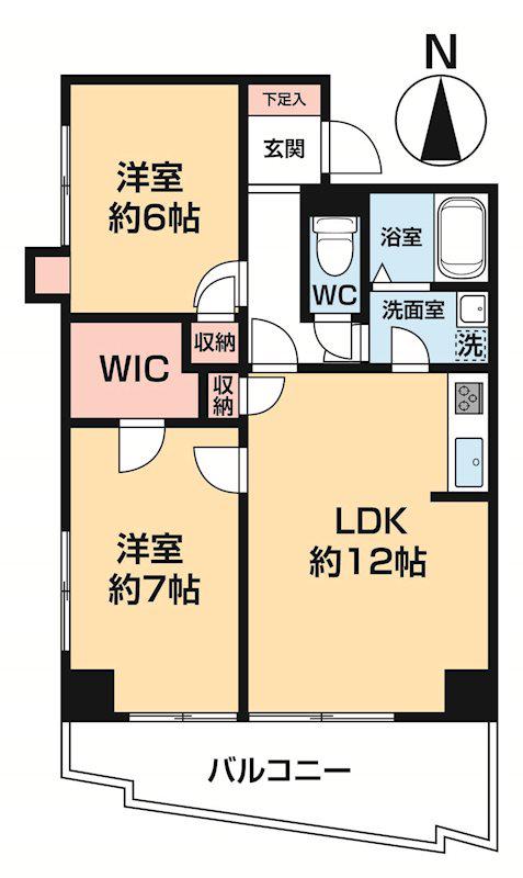 ISM八王子(2LDK/6階)の間取り写真