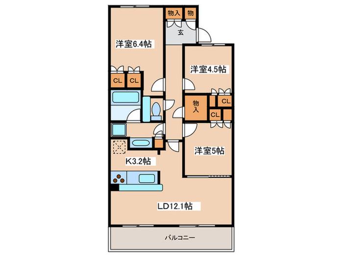 S-FORT横浜青葉台(3LDK/3階)の間取り写真