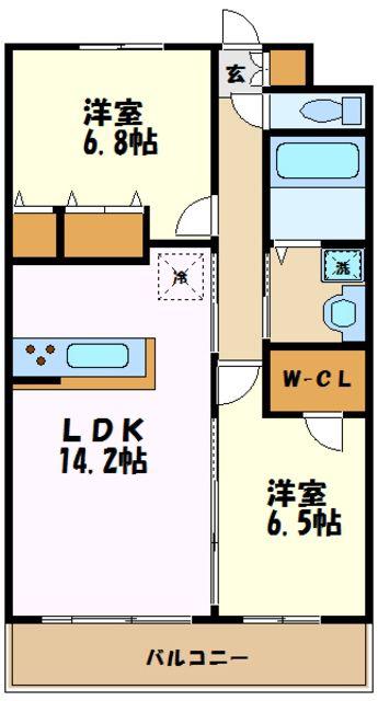 ベルフルール(2LDK/2階)の間取り写真
