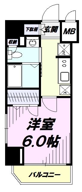 レジディア国立(1K/8階)の間取り写真