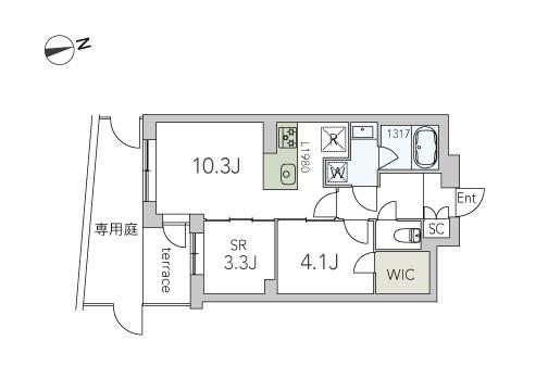 OAK SQUARE豪徳寺(1SLDK/1階)の間取り写真