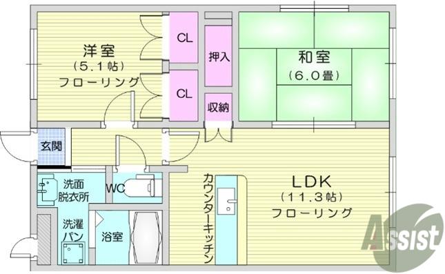 サンコート弐番館(2LDK/2階)の間取り写真