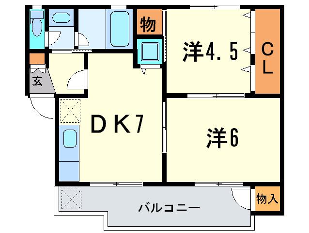 ライラックスハウス(2DK/2階)の間取り写真