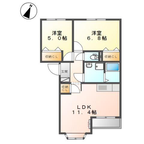 GREEN COURT(2LDK/2階)の間取り写真