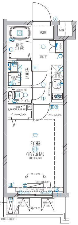 ディアレイシャス等々力(1K/3階)の間取り写真