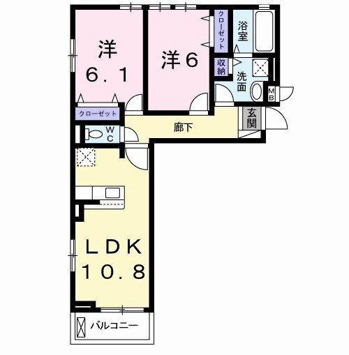 ソレイユコート(2LDK/3階)の間取り写真