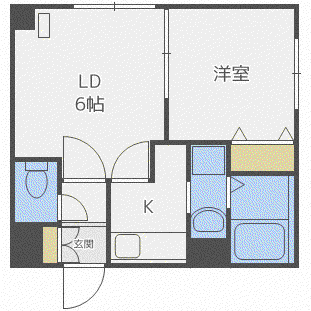 ルラシオン北大前(1LDK/6階)の間取り写真