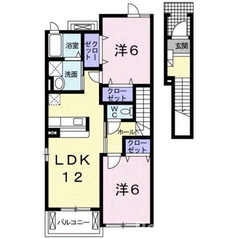 ビュー愛里洲(2LDK/2階)の間取り写真