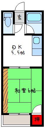 八尾木グリーンハイツ(1LDK/1階)の間取り写真