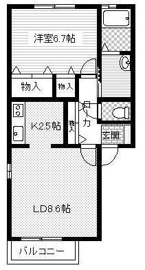 ディアスSA棟(1LDK/1階)の間取り写真