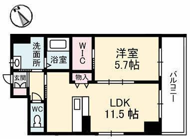 シャイン72ビル新山口駅前(1LDK/4階)の間取り写真