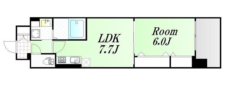 フィールドライト新大阪(1LDK/2階)の間取り写真