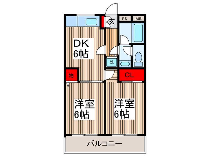 グランディア川口(2DK/4階)の間取り写真