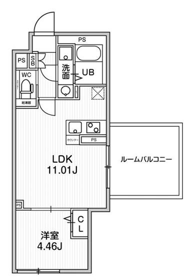 ALTERNA早稲田(1LDK/4階)の間取り写真