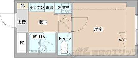 ハイムタケダT8(1K/4階)の間取り写真