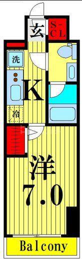 GENOVIA金町(1K/5階)の間取り写真