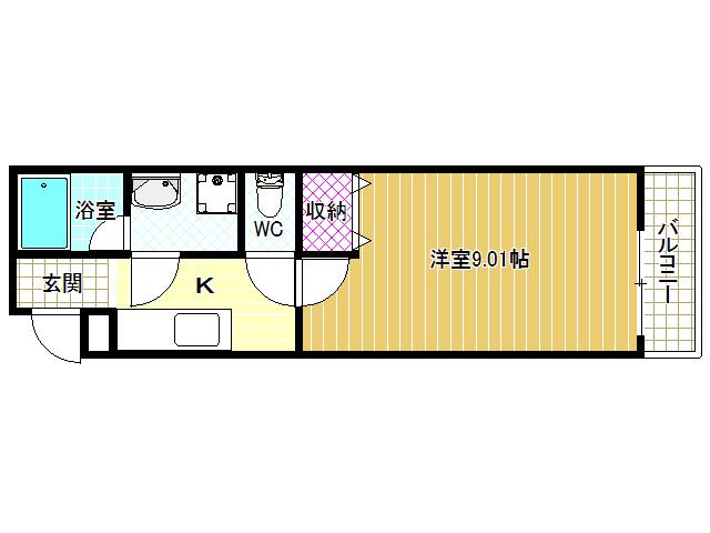 フジパレス里(1K/1階)の間取り写真