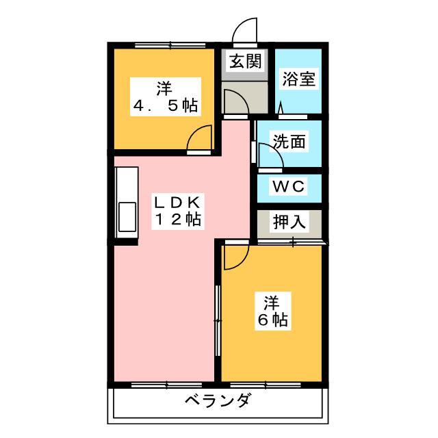 コーポ五反畑(2LDK/1階)の間取り写真