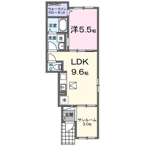 JR中央線 上諏訪駅 バス乗車時間:11分 最寄りバス停で下車 徒歩11分 2階建 築2年(1LDK/1階)の間取り写真