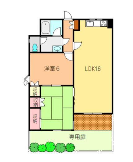 ベルナスハウゼ(2LDK/1階)の間取り写真