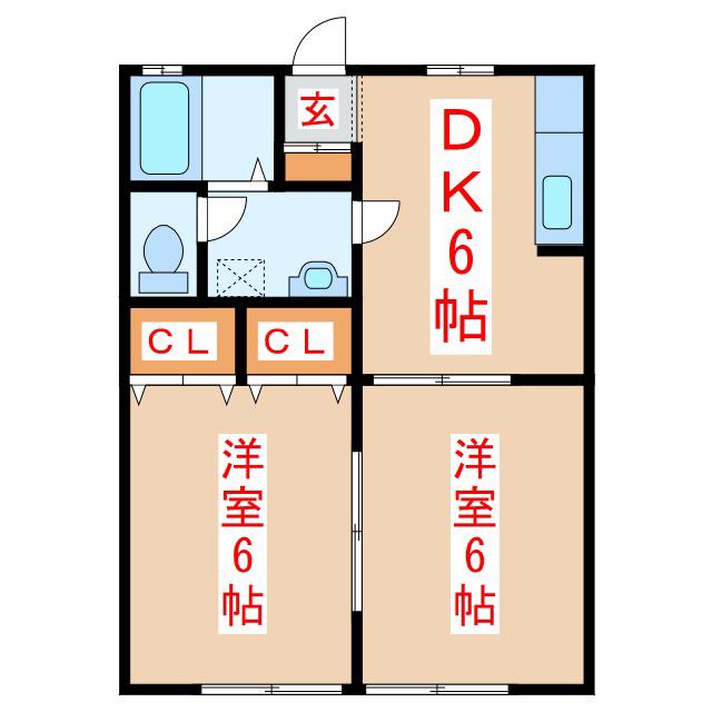 ナチュール清和(2DK/1階)の間取り写真