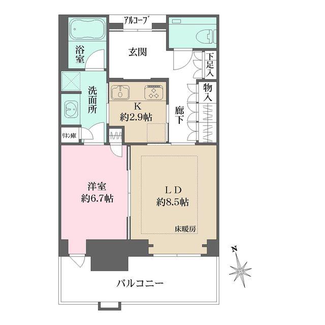 グラングリーン大阪 THE ノース RESIDENCE(1LDK/14階)の間取り写真