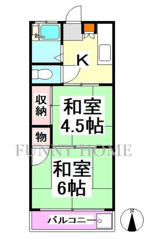 東湖ハイム(2K/1階)の間取り写真
