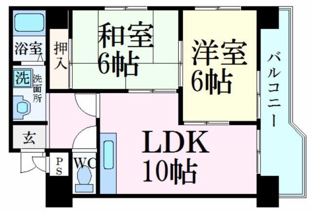 ロイヤルコーポ東雲(2LDK/6階)の間取り写真