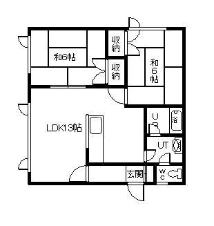 第2栄和コーポ(2LDK/1階)の間取り写真