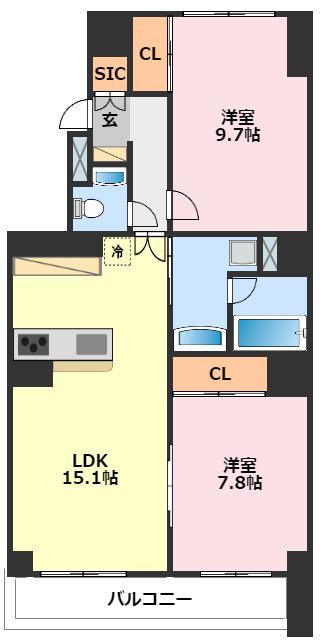TS GARDEN北柏 2号棟(2LDK/10階)の間取り写真
