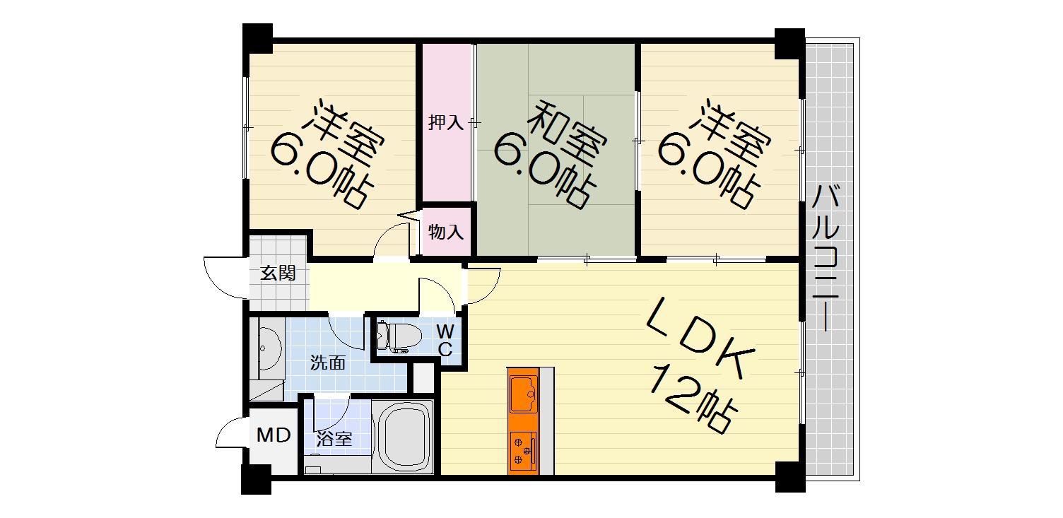 エントピア福泉(3LDK/2階)の間取り写真