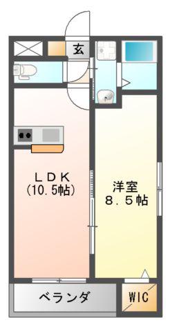 ステラウッド野中III(1LDK/1階)の間取り写真