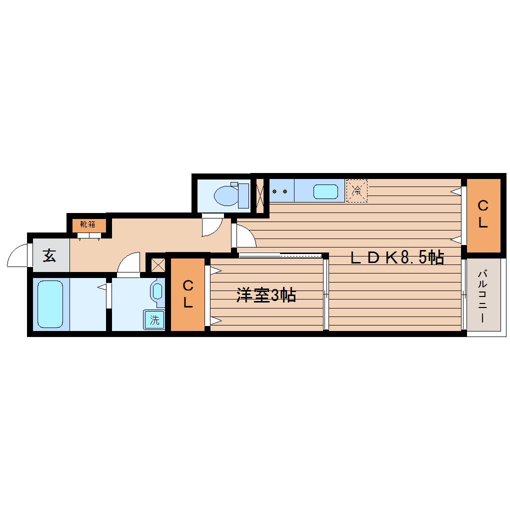 シンフォニー(1LDK/1階)の間取り写真