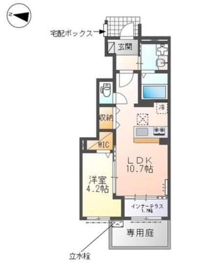 西宮市山口町 アパート(1LDK/1階)の間取り写真