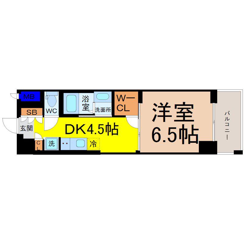 エステムコート名古屋グランツ(1DK/13階)の間取り写真