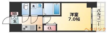 S-RESIDENCE茶屋ヶ坂(1K/4階)の間取り写真