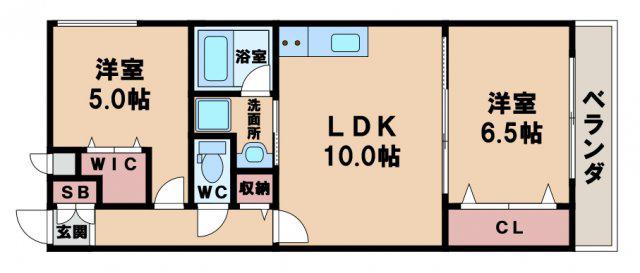 GRAND CIEL共立通(2LDK/2階)の間取り写真