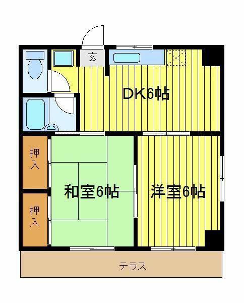 ドフィーヌ松戸(2DK/2階)の間取り写真
