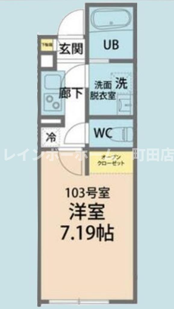 カインドネス愛甲石田(1K/1階)の間取り写真