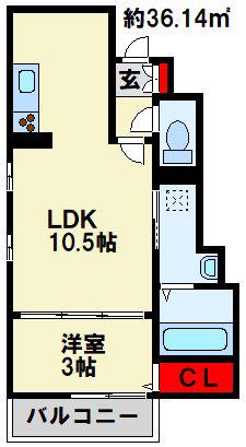 エスポワール泉台(1LDK/1階)の間取り写真